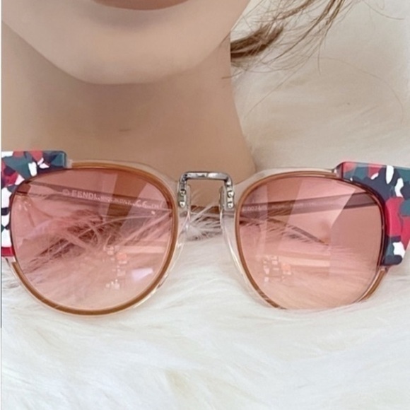 Fendi Designer Sunglasses FF0074-RCI-50mm Rust Havana Red Marble Grey/ Rose Pink - Picture 1 of 7